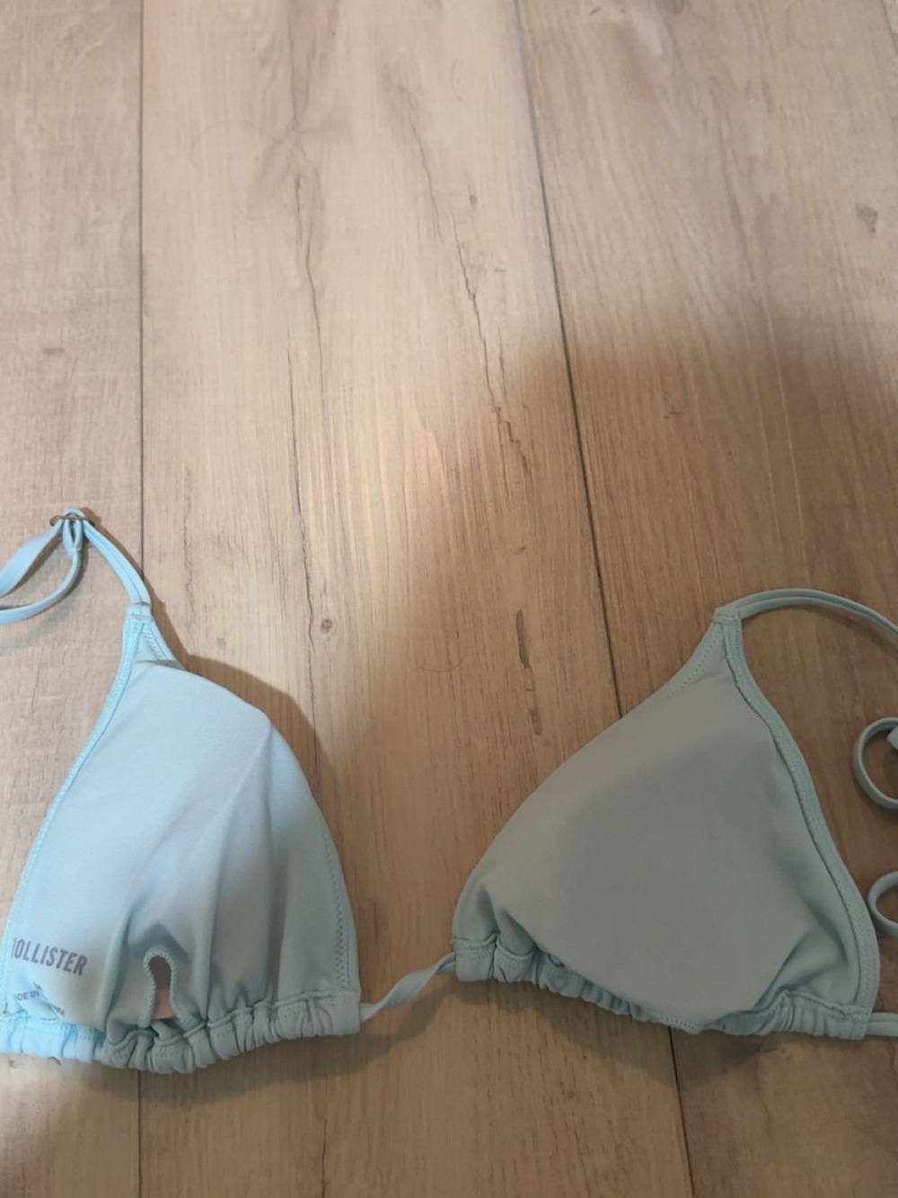 Never Worn!! Hollister Embellished Light Aqua Triangle Bikini Top - Picture 3 of 4